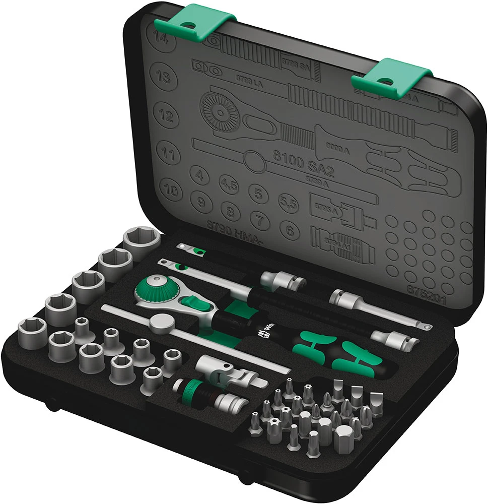 Wera 8100 SA 2 Jeu Cliquet Zyklop Speed à Carré 1/4" Métrique 1 Wera 8100 SA 2 Jeu Cliquet Zyklop Speed à Carré 1/4" Métrique