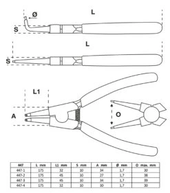 Jeu De Pinces à Circlips 175mm -Vélos Équip Magasin bgs technic 447 Sprengringzangen Satz 175mm 7